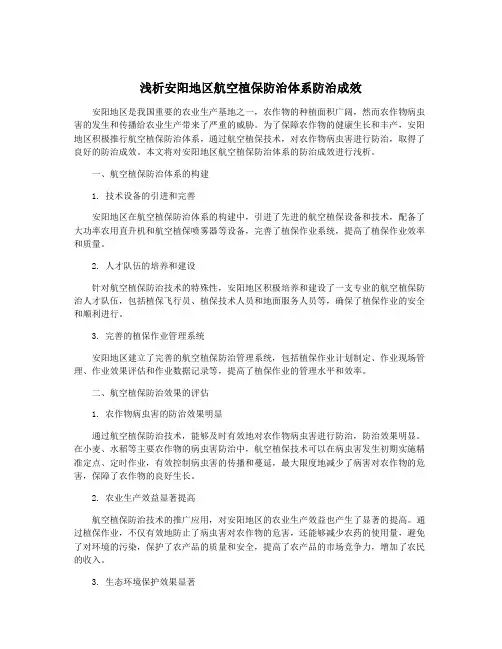 浅析安阳地区航空植保防治体系防治成效