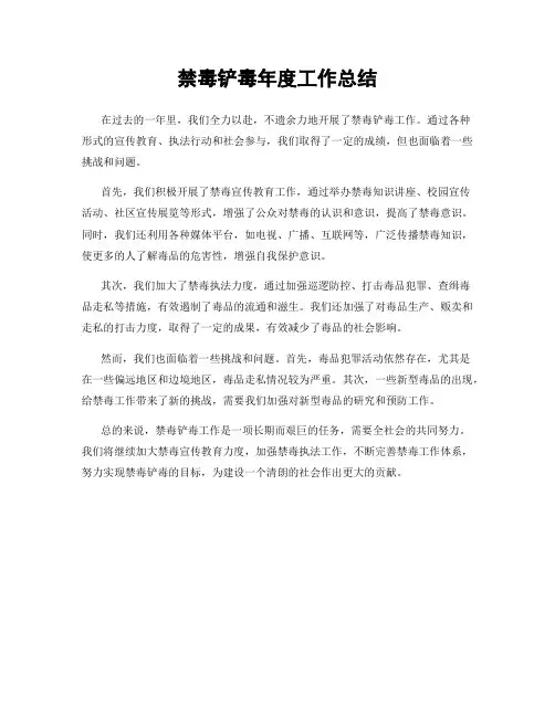 禁毒铲毒年度工作总结