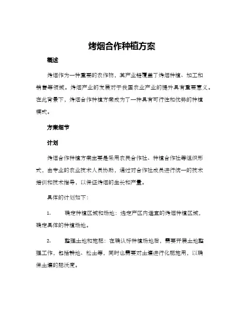 烤烟合作种植方案