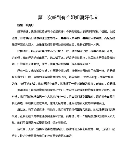 第一次感到有个姐姐真好作文