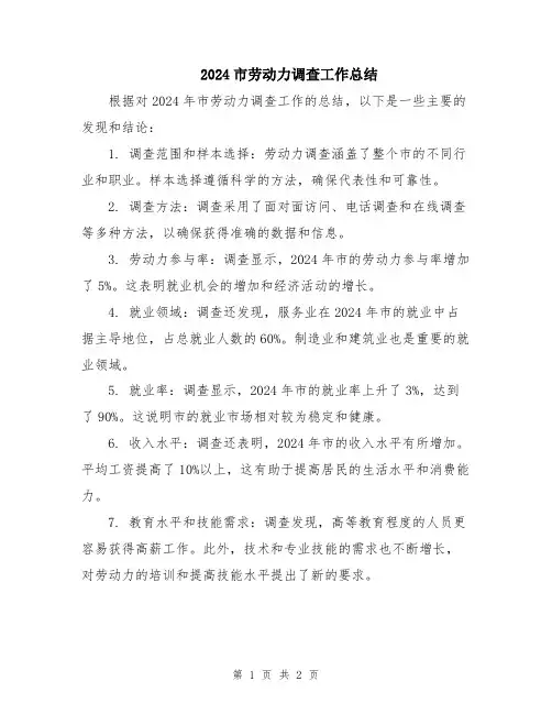 2024市劳动力调查工作总结