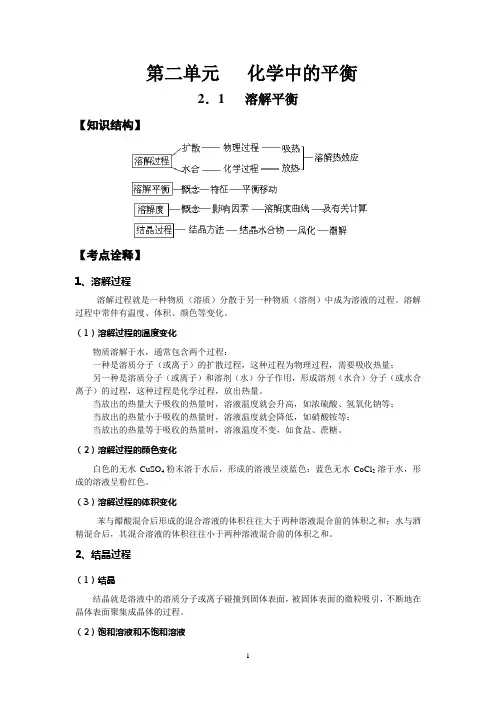 2.1化学中的溶解平衡