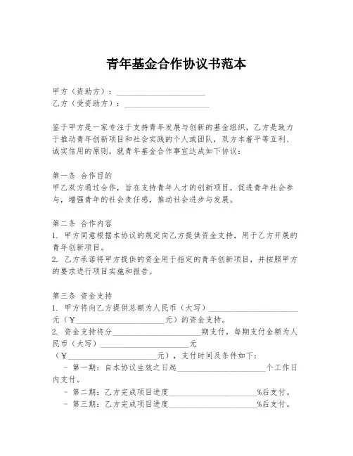 青年基金合作协议书范本