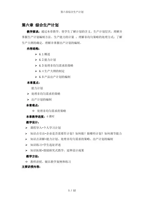 第六章综合生产计划