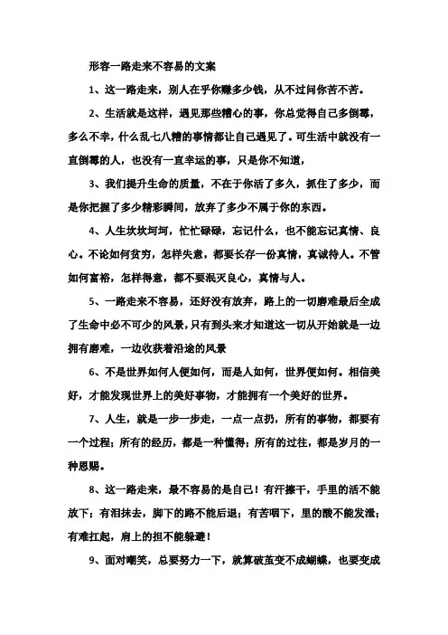 形容一路走来不容易的文案