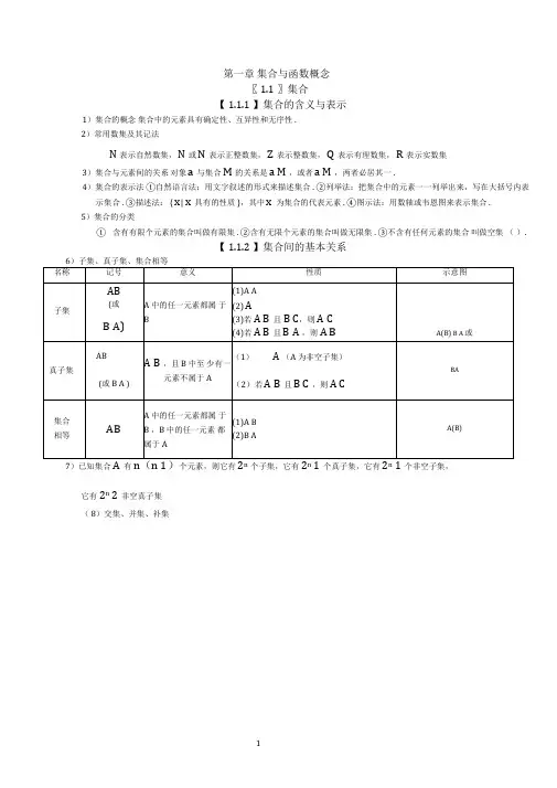 人教版高中数学必修一第一章知识点知识讲解
