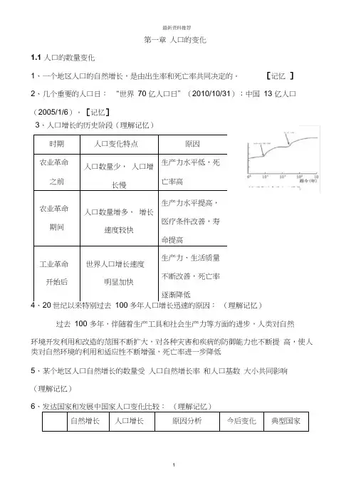 人教版高一地理必修二知识点总结完整精编版