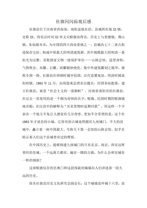 社旗闪闪庙观后感