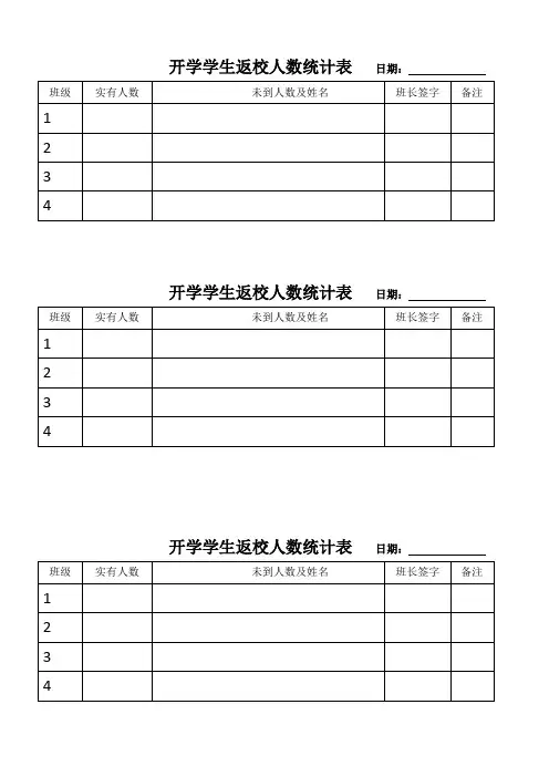 学生返校情况统计表