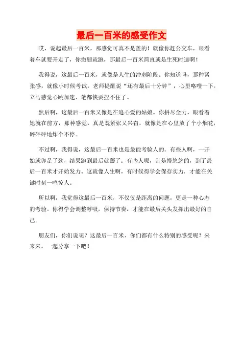 最后一百米的感受作文