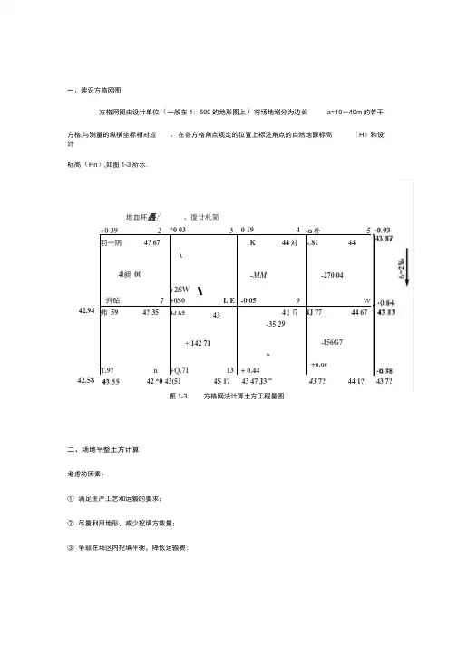 方格网法计算土方量教材及例题
