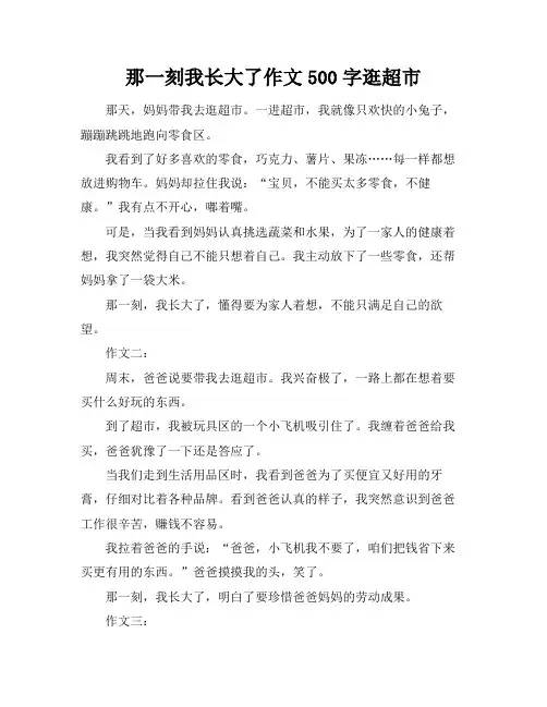 那一刻我长大了作文500字逛超市