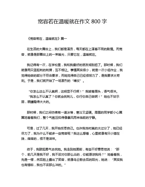 宽容若在温暖就在作文800字