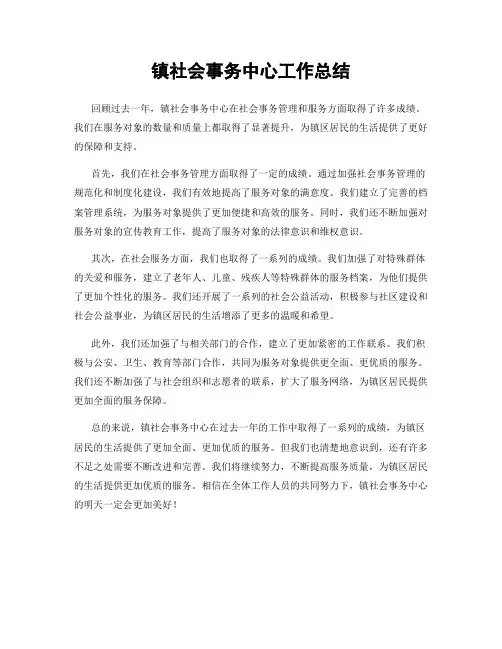 镇社会事务中心工作总结