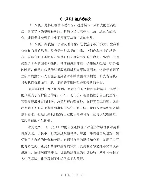 《一只贝》读后感范文