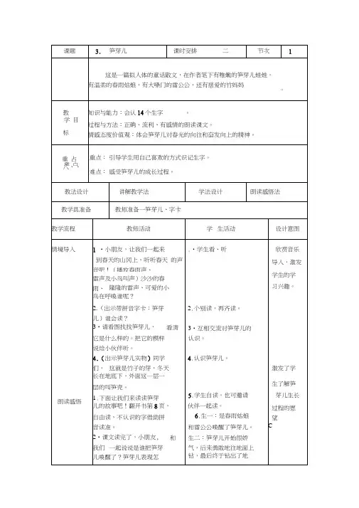 人教版二年级语文下册小学二年级语文下册《笋芽儿》