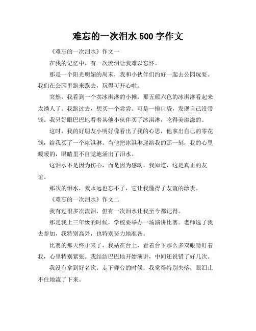 难忘的一次泪水500字作文