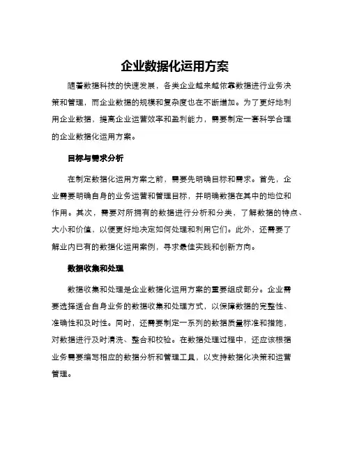 企业数据化运用方案