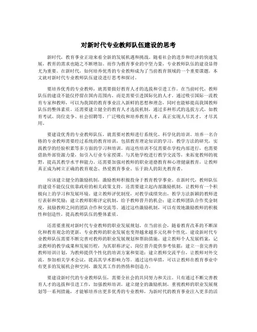 对新时代专业教师队伍建设的思考