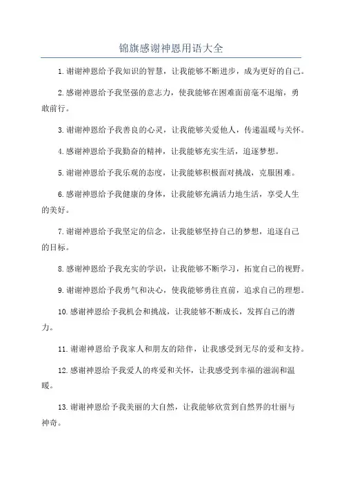 锦旗感谢神恩用语大全