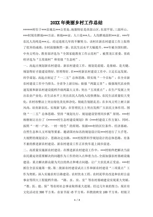 2019年美丽乡村工作总结