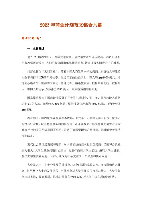 2023年实用文_商业计划范文集合六篇