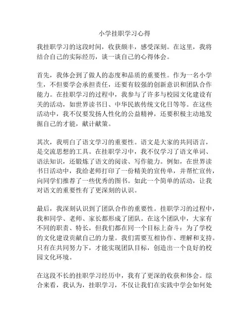 小学挂职学习心得