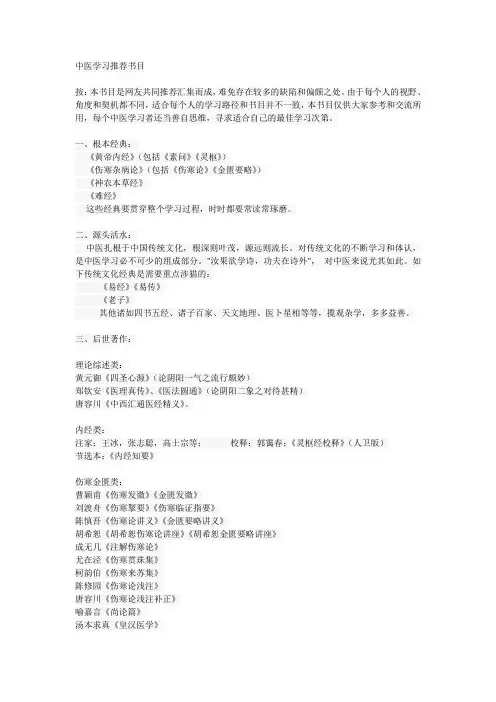 中医学习推荐书