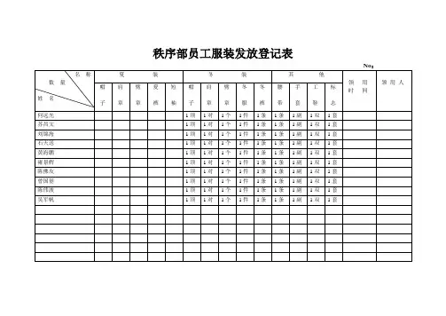 秩序部员工服装发放登记表2