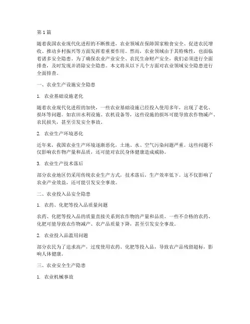 全面排查农业领域安全隐患(3篇)