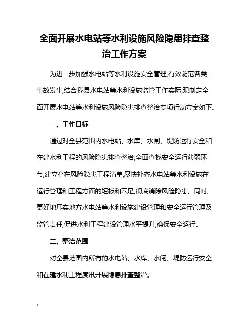 全面开展水电站等水利设施风险隐患排查整治工作方案