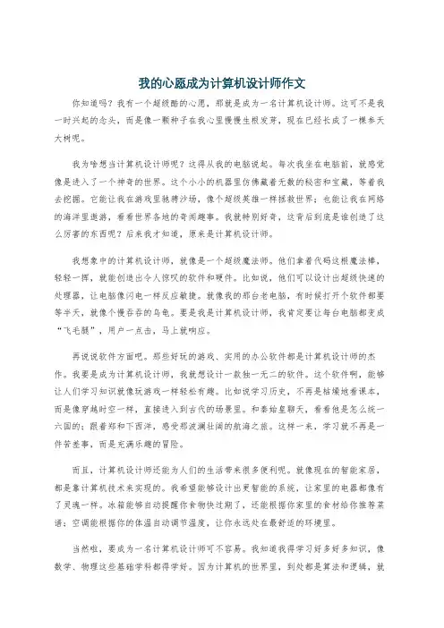 我的心愿成为计算机设计师作文