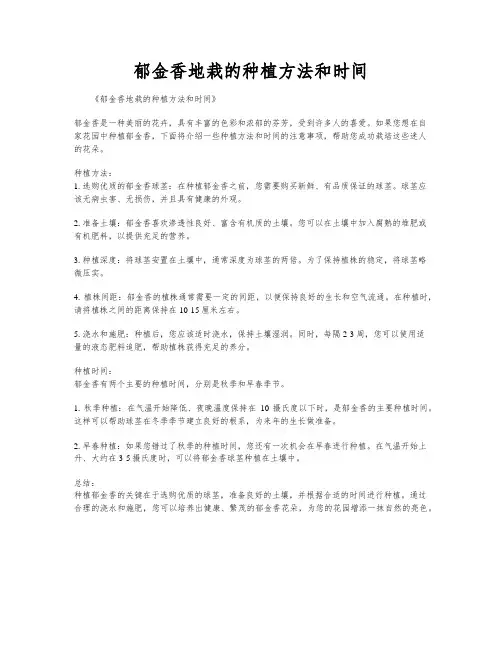 郁金香地栽的种植方法和时间