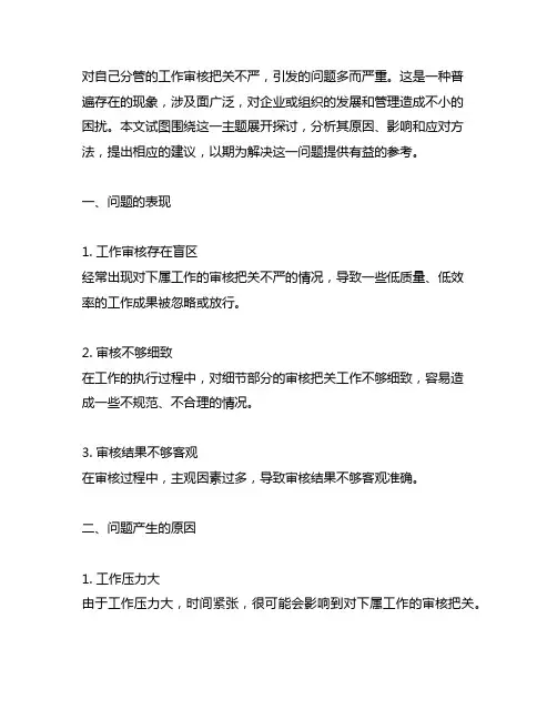 对自己分管的工作审核把关不严表述