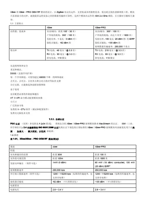 zigbee技术XBEE模块中文手册