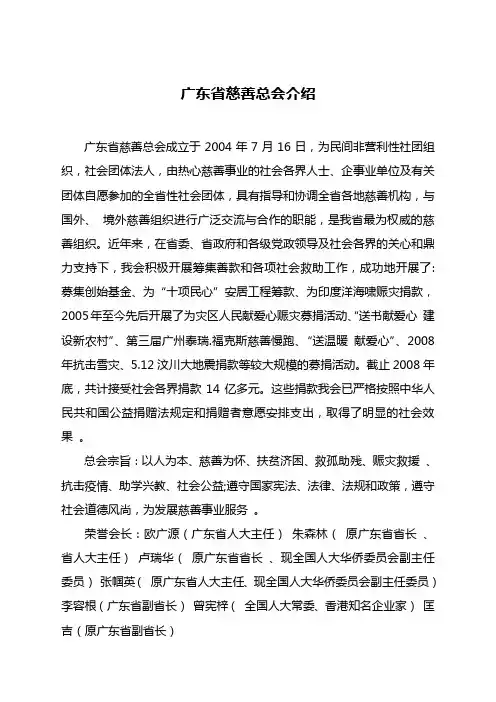 广东省慈善总会介绍