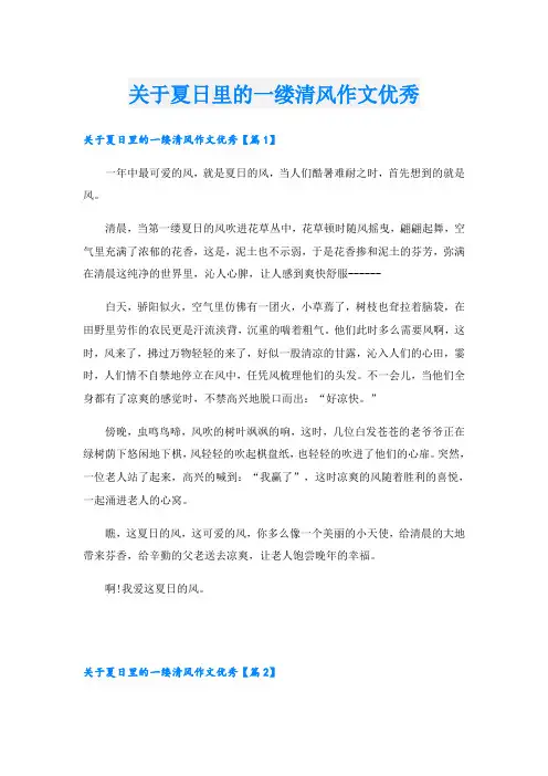 关于夏日里的一缕清风作文优秀