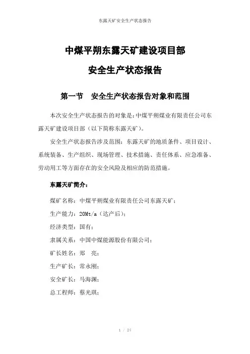 东露天矿安全生产状态报告参考模板