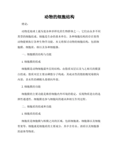 动物的细胞结构