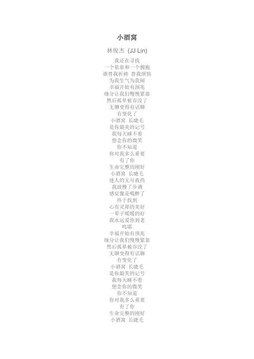 小酒窝  林俊杰   歌词