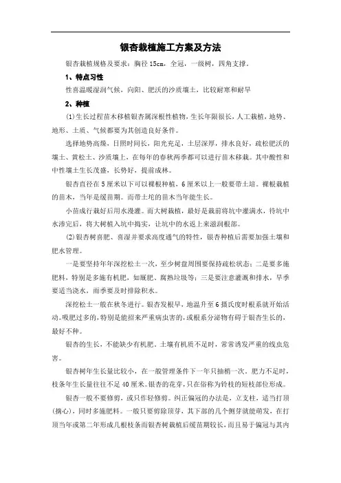 银杏栽植施工方案及方法