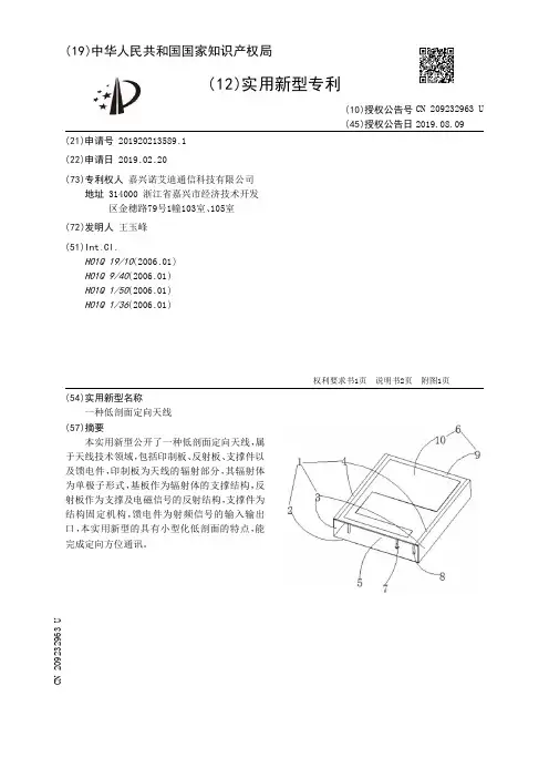 【CN209232963U】一种低剖面定向天线【专利】