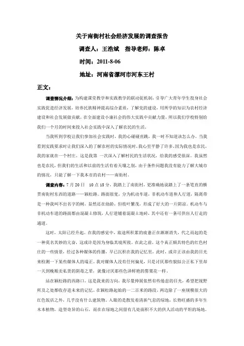 南街村社会经济发展的实践报告