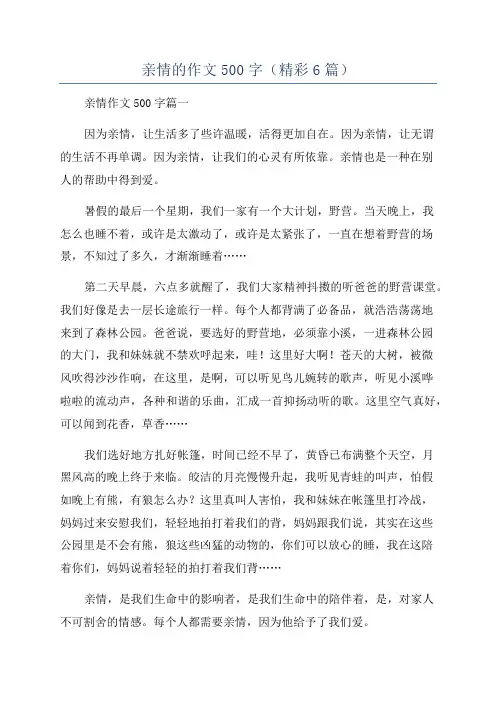 亲情的作文500字(精彩6篇)