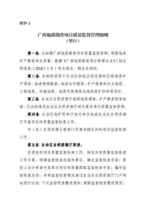广西地质勘查项目质量监督管理细则