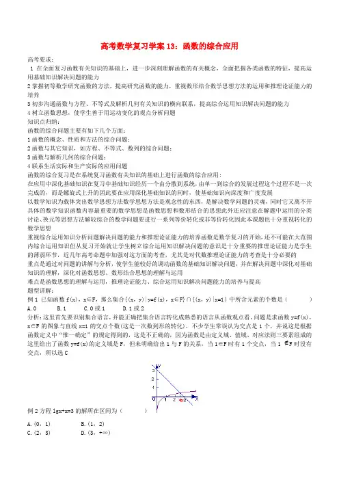 高考数学复习学案(第13讲)函数的综合应用