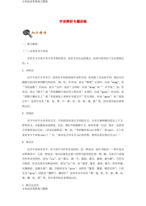 [小初高学习]中考语文 字音辨析专题讲练(含解析)