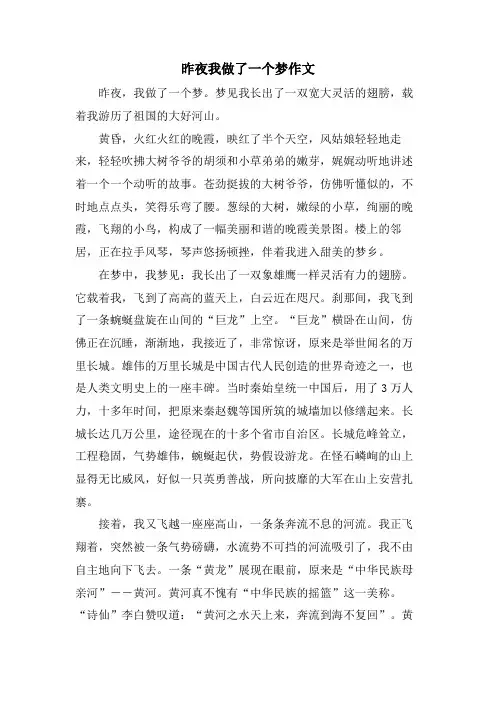 昨夜我做了一个梦作文