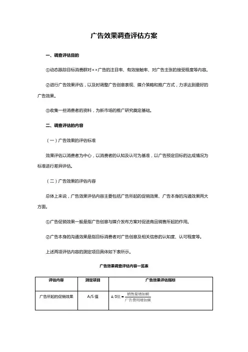 广告效果调查评估方案