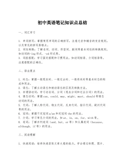 初中英语笔记知识点总结